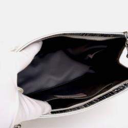 Pre Owned Chanel Pochette Silver Patent Leather Precious Symbols Bag