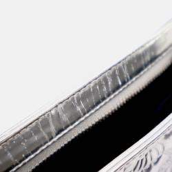 Pre Owned Chanel Pochette Silver Patent Leather Precious Symbols Bag