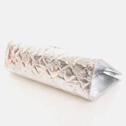 Pre Owned Chanel Pochette Silver Patent Leather Precious Symbols Bag