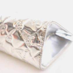 Pre Owned Chanel Pochette Silver Patent Leather Precious Symbols Bag