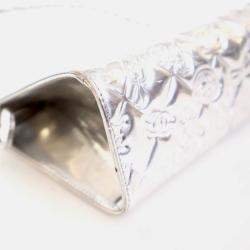 Pre Owned Chanel Pochette Silver Patent Leather Precious Symbols Bag