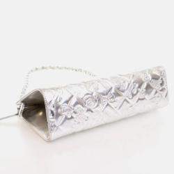 Pre Owned Chanel Pochette Silver Patent Leather Precious Symbols Bag