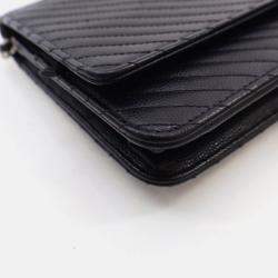 Pre Owned Chanel Black Caviar Chevron Wallet On Chain 
