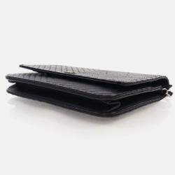 Pre Owned Chanel Black Caviar Chevron Wallet On Chain 