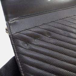 Pre Owned Chanel Black Caviar Chevron Wallet On Chain 