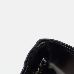 Pre Owned Chanel Black Caviar Chevron Wallet On Chain 