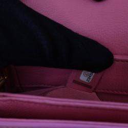 Pre Owned Chanel Straight Lines Flap Pink Calfskin Shoulder Bag