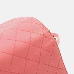 Pre Owned Chanel Straight Lines Flap Pink Calfskin Shoulder Bag