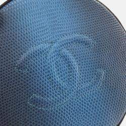Pre Owned Chanel Round As Earth Blue Lizard Crossbody Bag