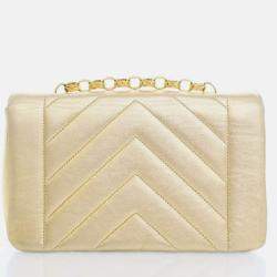 Pre Owned Chanel V Stitch Bijoux Vintage Gold Lambskin Shoulder Bag