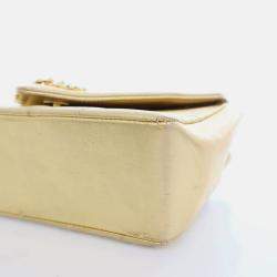 Pre Owned Chanel V Stitch Bijoux Vintage Gold Lambskin Shoulder Bag