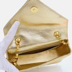 Pre Owned Chanel V Stitch Bijoux Vintage Gold Lambskin Shoulder Bag