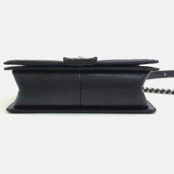 Pre Owned Chanel Boy Medium Black Patent Leather Shoulder Bag
