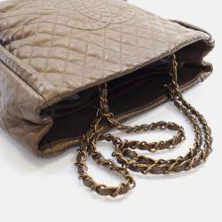 Pre Owned Chanel Istanbul Tote Metallic Bronze Calfskin Shoulder Bag