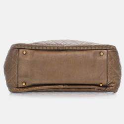 Pre Owned Chanel Istanbul Tote Metallic Bronze Calfskin Shoulder Bag