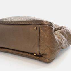 Pre Owned Chanel Istanbul Tote Metallic Bronze Calfskin Shoulder Bag