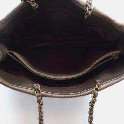 Pre Owned Chanel Istanbul Tote Metallic Bronze Calfskin Shoulder Bag