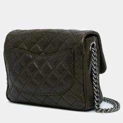 Pre Owned Chanel Brown CC Quilted Caviar Crossbody