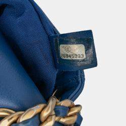 Pre Owned Chanel Blue Quilted Grained Calfskin Casual Trip Messenger
