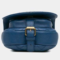 Pre Owned Chanel Blue Quilted Grained Calfskin Casual Trip Messenger