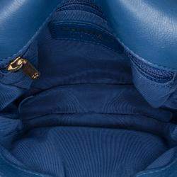 Pre Owned Chanel Blue Quilted Grained Calfskin Casual Trip Messenger