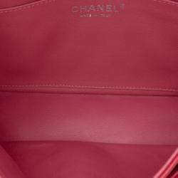 Pre Owned Chanel Pink Medium Classic Tricolor Lambskin Valentines Heart Charms Single Flap
