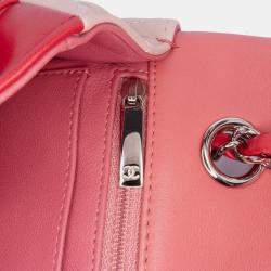 Pre Owned Chanel Pink Medium Classic Tricolor Lambskin Valentines Heart Charms Single Flap