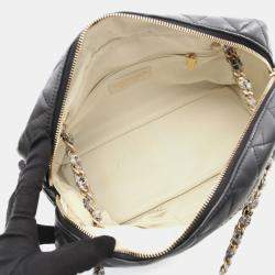 Pre Owned Chanel Black Lambskin Chain Shoulder Bag