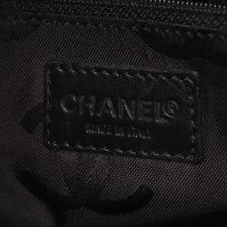 Pre Owned Chanel Wild Stitch Black Leather Tote Bag