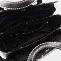 Pre Owned Chanel Wild Stitch Black Leather Tote Bag