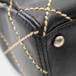 Pre Owned Chanel Wild Stitch Black Leather Tote Bag