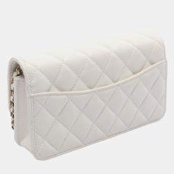 Pre Owned Chanel White Calfskin Wallet on Chain 