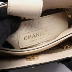 Pre Owned Chanel Neo Executive Small Black and Beige Leather Tote Bag