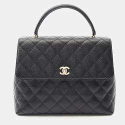 Pre Owned Chanel Kelly Black Calfskin Shoulder Bag