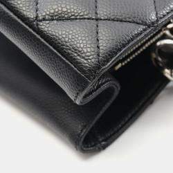 Pre Owned Chanel Matelasse Grand Shopping Gst Chain Tote Bag Calfskin Bk Shw