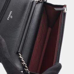 Pre Owned Chanel Classic Black Calfskin Wallet on Chain