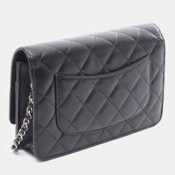 Pre Owned Chanel Classic Black Calfskin Wallet on Chain