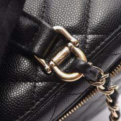 Pre Owned Chanel Black Calfskin Vanity Shoulder Bag