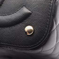 Pre Owned Chanel Black Calfskin Vanity Shoulder Bag