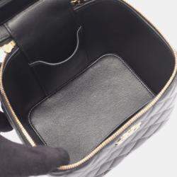 Pre Owned Chanel Black Calfskin Vanity Shoulder Bag