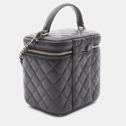 Pre Owned Chanel Black Calfskin Vanity Shoulder Bag