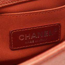 Pre Owned Chanel Boy Small Brown Chevron Calfskin Shoulder Bag