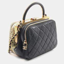 Pre Owned Chanel Black/Gold Leather Shoulder Bag