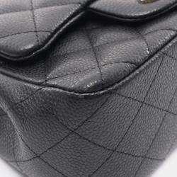 Pre Owned Chanel Classic Square Mini Gray Calfskin Shoulder Bag