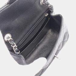 Pre Owned Chanel Classic Square Mini Gray Calfskin Shoulder Bag