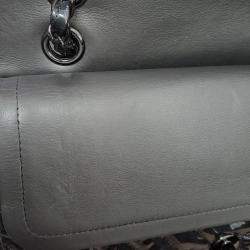 Pre Owned Chanel Patent Leather Chevron Medium Double Flap Bag