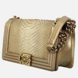 Pre Owned Chanel Python Old Medium Boy Bag