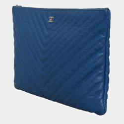Pre Owned Chanel Chevron O Case Pouch