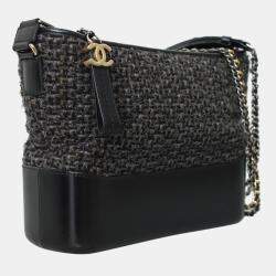 Pre Owned Chanel Tweed Calfskin Medium Gabrielle Hobo Bag