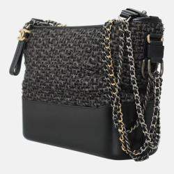 Pre Owned Chanel Tweed Calfskin Medium Gabrielle Hobo Bag